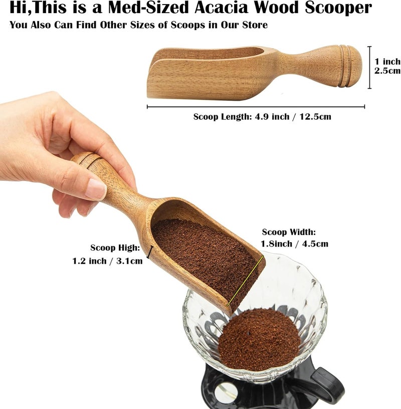 CDEHQFB Wooden Scoops for Canisters 2PCS Wooden Scoop for Jars 4.9″Med-size Acacia Measuring Spoon for Ground Coffee Scoops Shovel Kitchen Scooping for Powder Bath Salt Laundry Detergent Shove-Multipurpose - Image 2